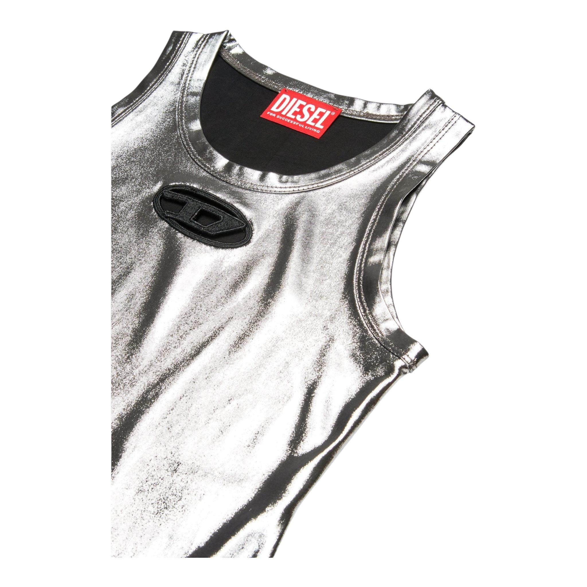 Diesel Canotta Tinta Unita con Logo per Bambina J02178 ARGENTO DIESEL 