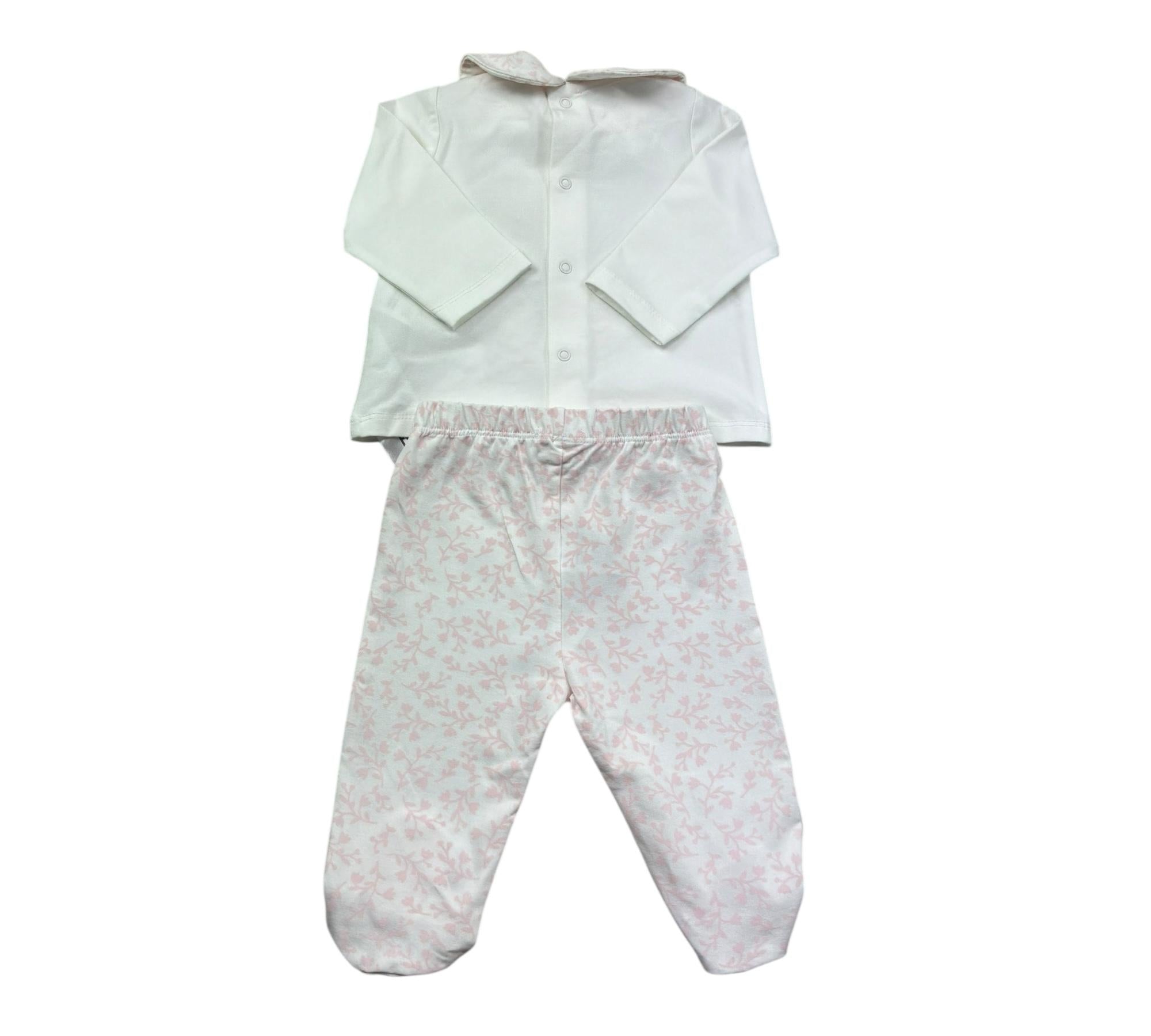 Le Bebe Completo 2 Pezzi Shirt-Ghettina Tinta Unita per Neonata LBG6291 BIANCO LE BEBE 