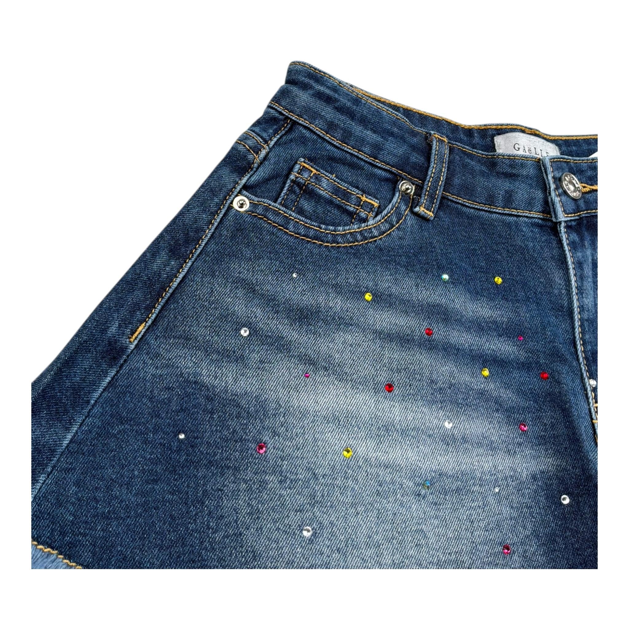 Gaelle Short In Denim Tinta Unita con Brillantini per Bambina 2746SD00310 BLU GAELLE 
