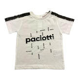 Cesare Paciotti T-Shirt Tinta Unita Girocollo con Stampa Logo Bianco per Neonato