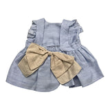 Le Bebe' Camicia Giromanica Tinta Unita Con Fiocco In Contrasto Azzurro Per Neonata