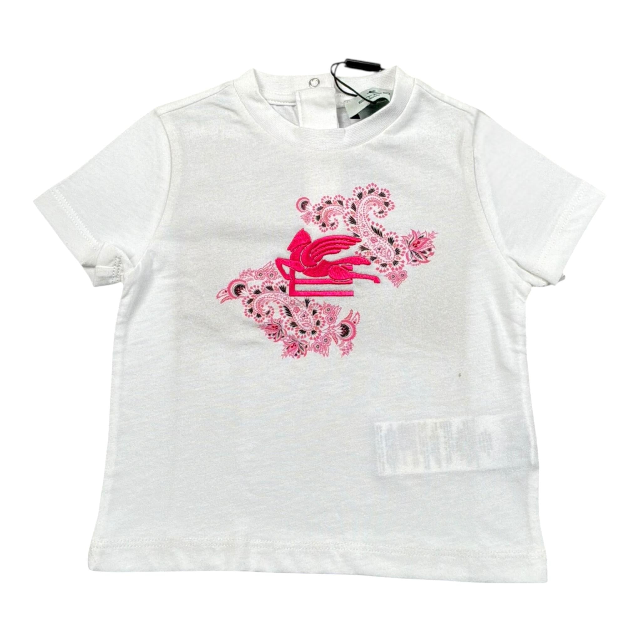 Etro T-Shirt Tinta Unita con Stampa  per Neonata GU8501 BIANCO ETRO 