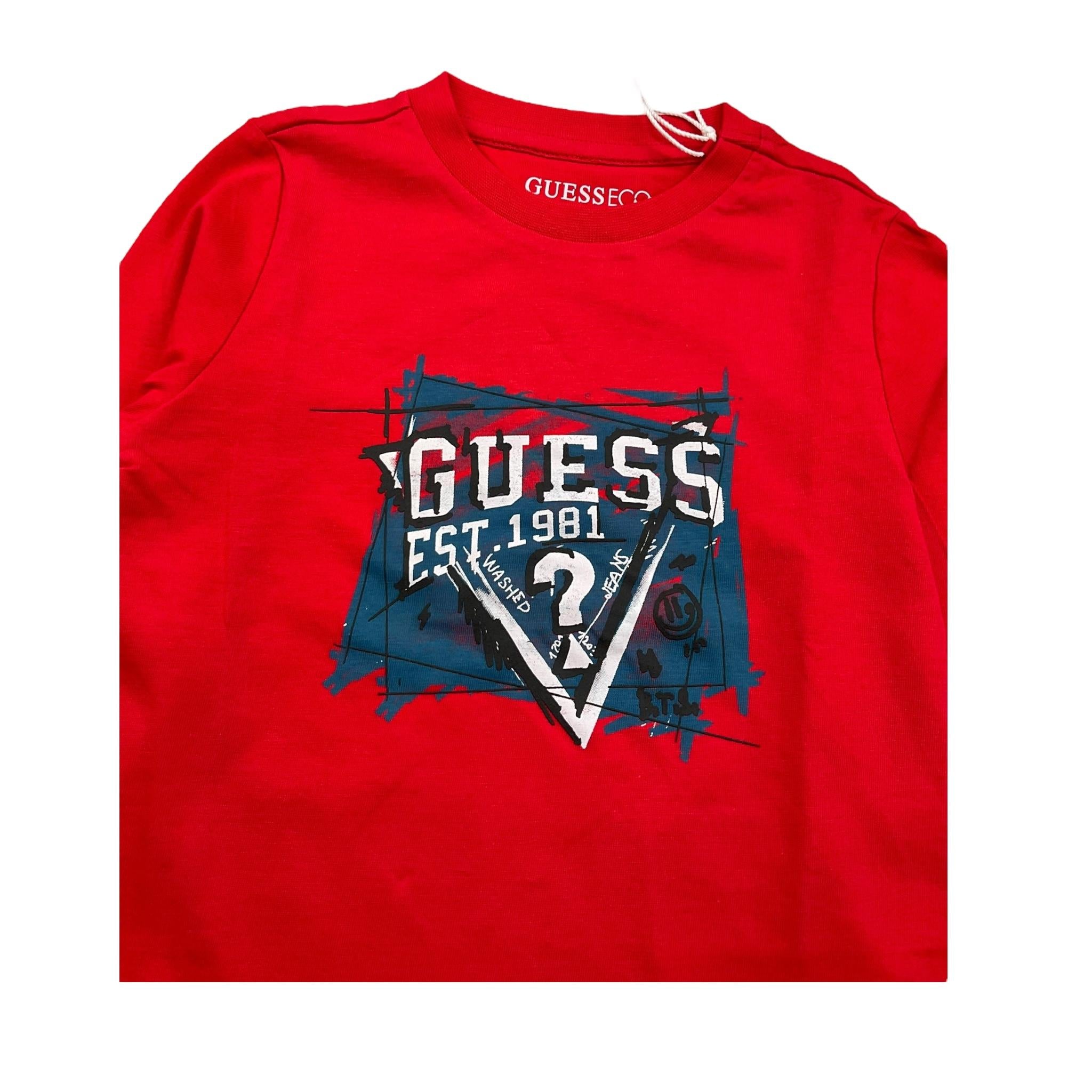 GUESS shirt girocollo tinta unita con stampa Rosso per Neonato N4YI01K8HM4XXXXX ROSSO GUESS 