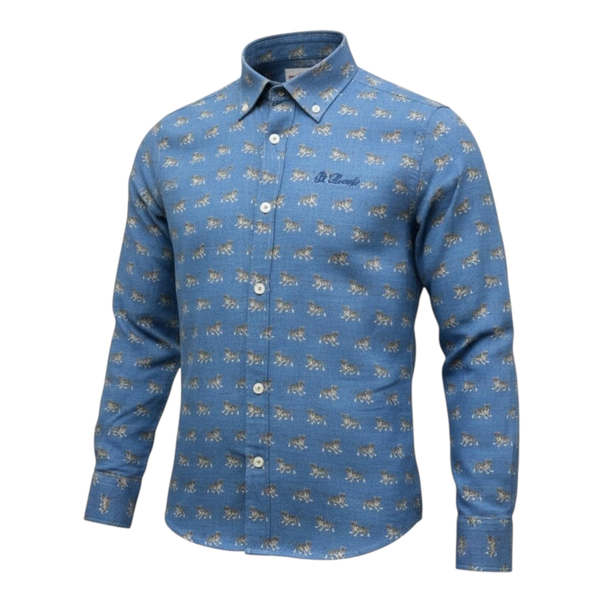 Saint Barth Camicia Tinta Unita con Stampa per Bambino 00781L BLU SAINT BARTH 