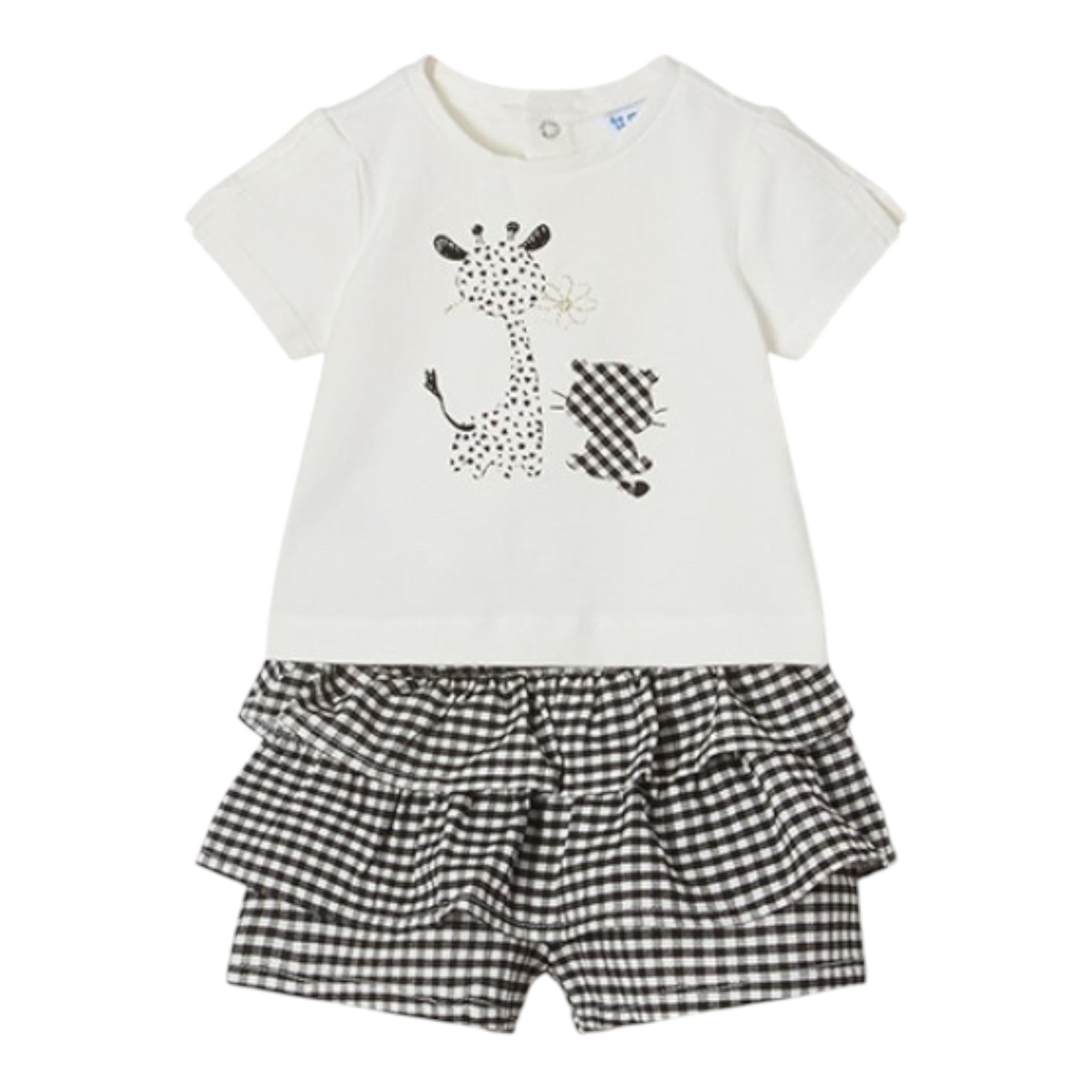 Mayoral Completo 2 Pezzi T-Shirt-Short Bicolore per Neonata 1247 BIANCO/NERO MAYORAL 