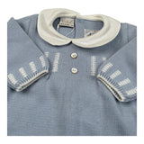 Paz Rodriguez Tutina Manica Lunga Tinta Unita con Ricami per Neonato 00542238 AZZURRO PAZ RODRIGUEZ 