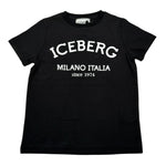 Iceberg T-Shirt Girocollo Tinta Unita con Stampa per Bambino TSICE5126JXX NERO ICEBERG 