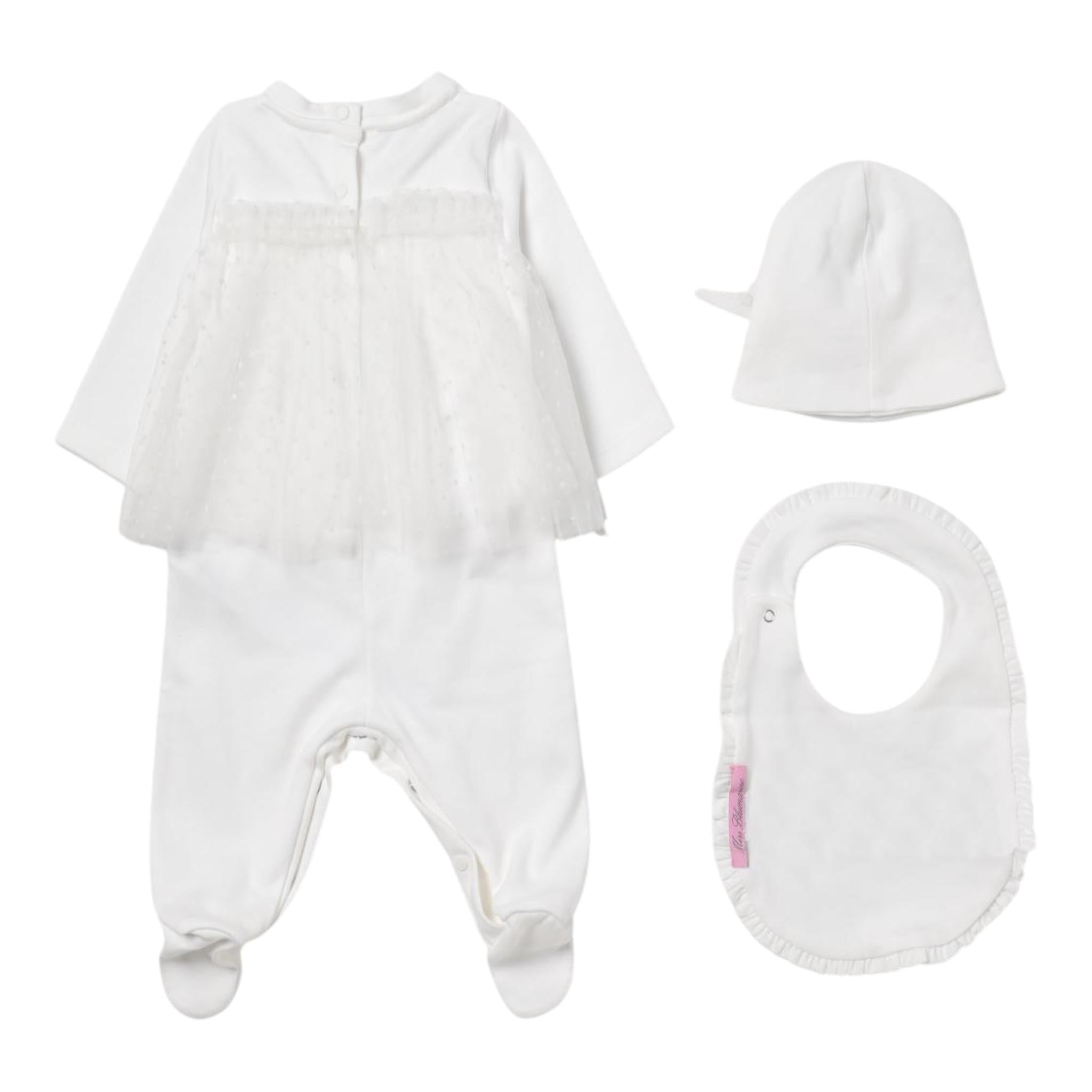 Miss Blumarine Set Tutina-Cappello-Bavetta per Neonata IF3109 BIANCO MISS BLUMARINE 