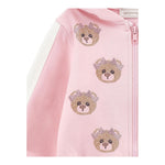 MONNALISA felpa con zip e cappuccio tinta unita con orsi brillantinati Rosa per Neonata 39D802 ROSA MONNALISA 