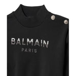 Balmain Felpa Chiusa Mezzo Collo Tinta Unita con Logo per Bambina BV4A90 NERO BALMAIN 