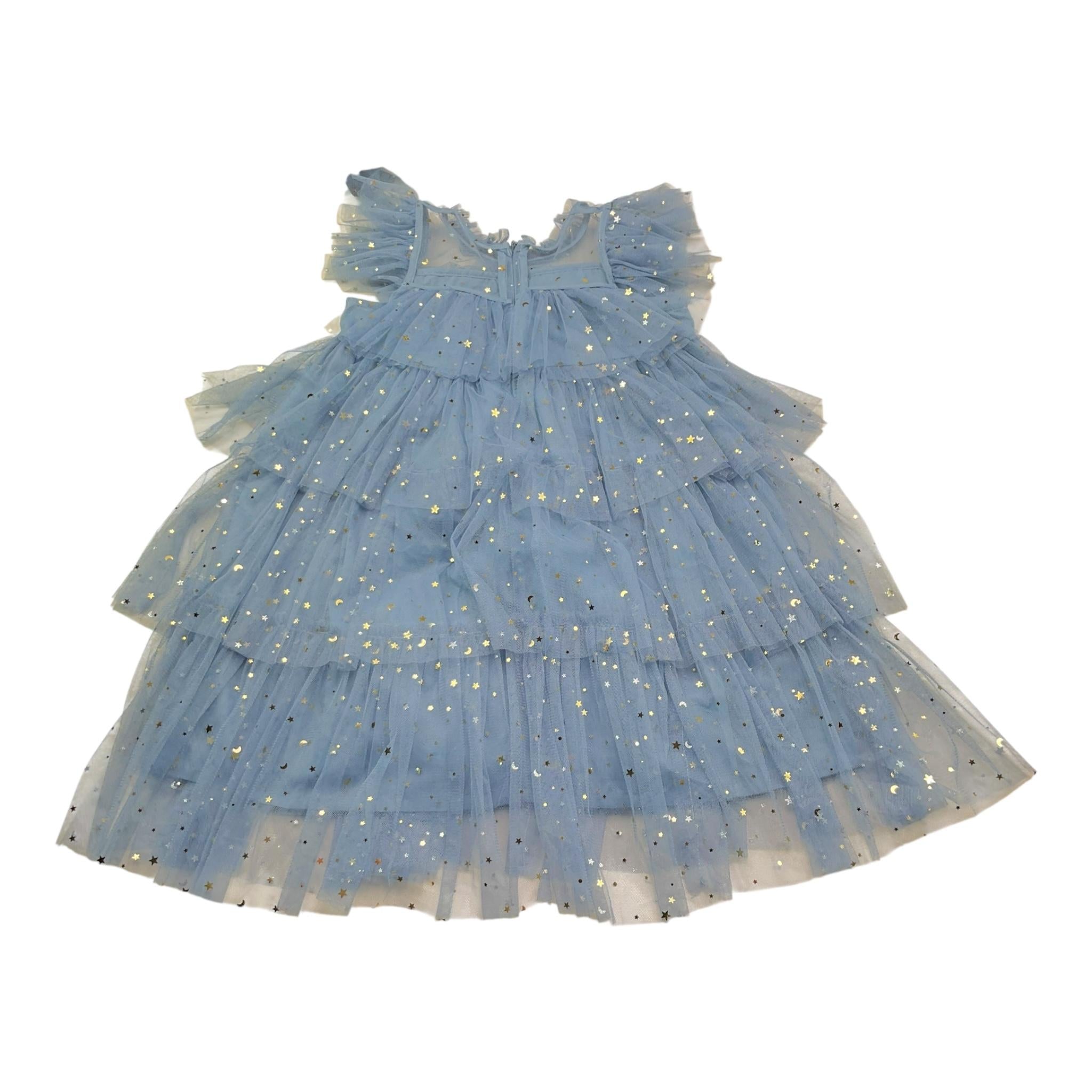 Prinsessefin Abito Tinta Unita con Tulle E Fantasia Stelle per Bambina STARDRESS AZZURRO PRINSESSEFIN 