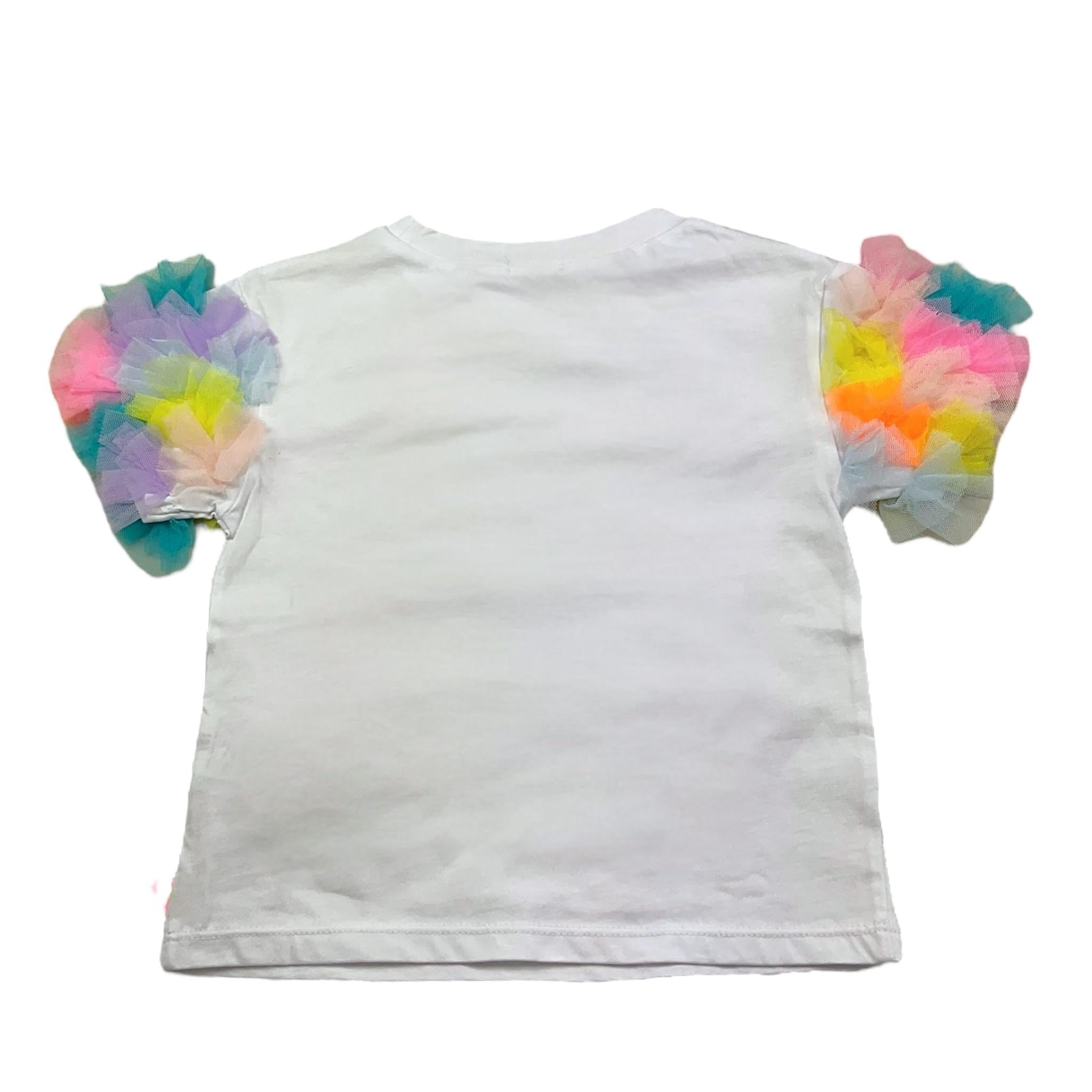 Billieblush T-Shirt Giocollo Tinta Unita con Maniche In Contrasto E Tulle per Bambina U20927 BIANCO BillIEBLUSH 