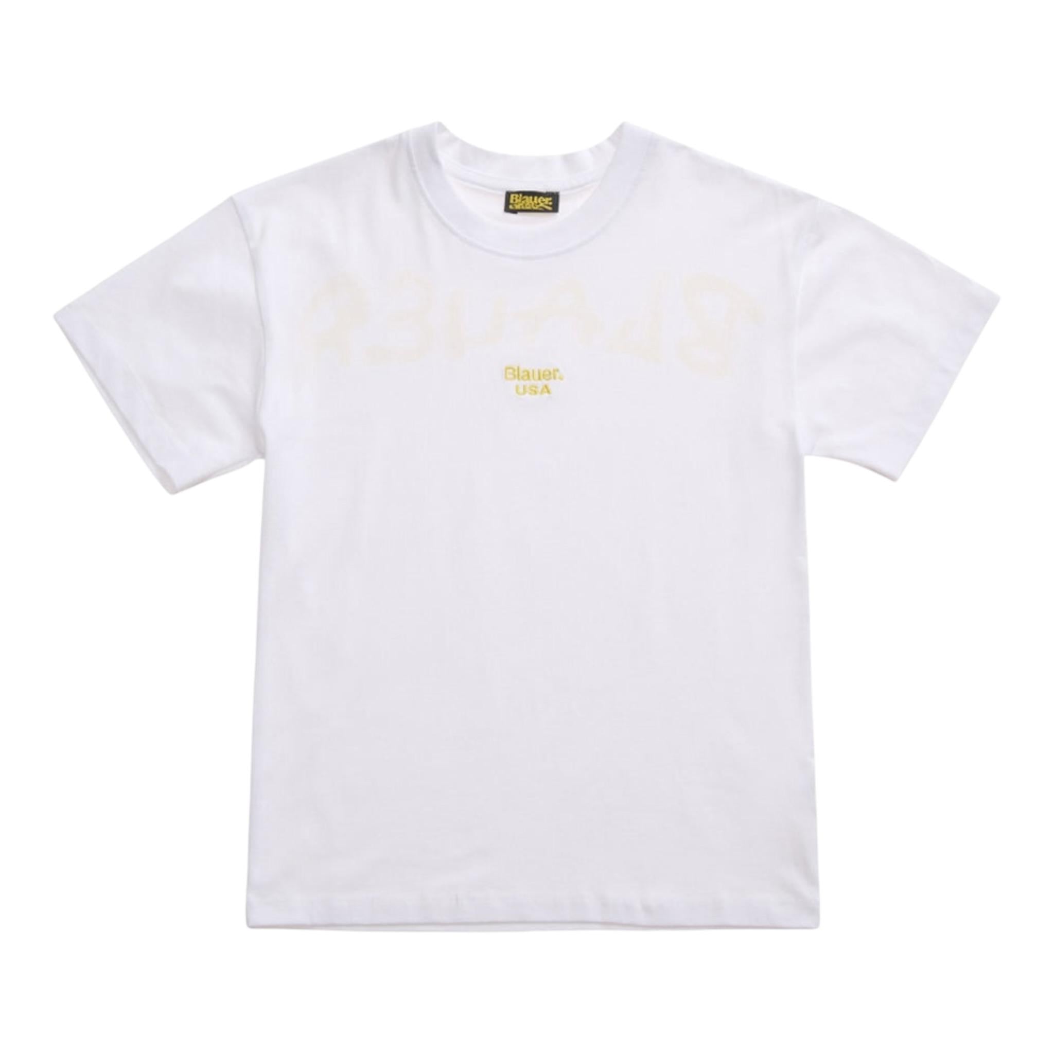 Blauer T-Shirt Tinta Unita con Stampa per Neonato 25SBLKG02565 BIANCO BLAUER 