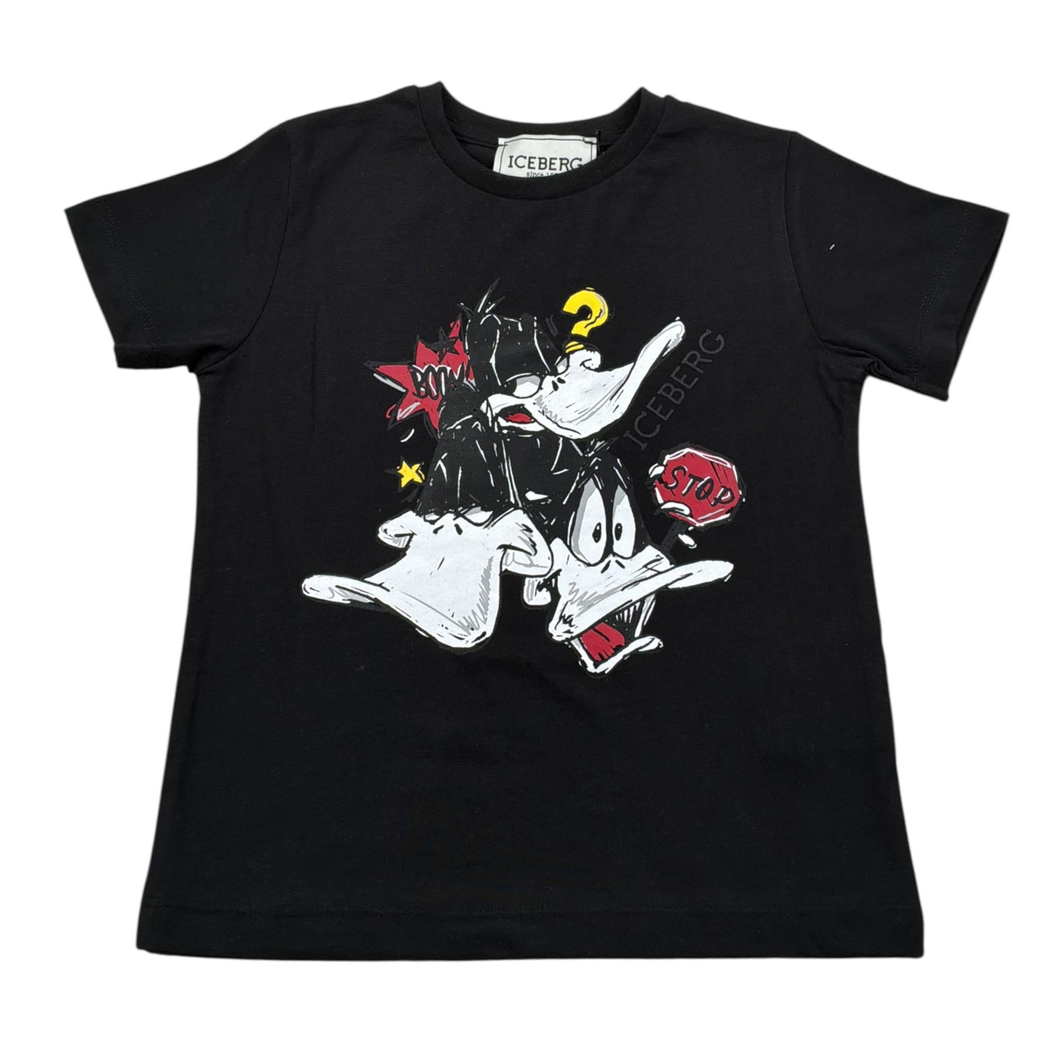 Iceberg T-Shirt Girocollo tinta unita con Stampa Nero per Neonato TSICE5107BXXX NERO ICEBERG 