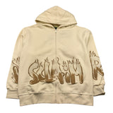 DISCLAIMER felpa con zip e cappuccio tinta unita con logo Panna per Bambino 24IDK58226 PANNA DISCLAIMER 