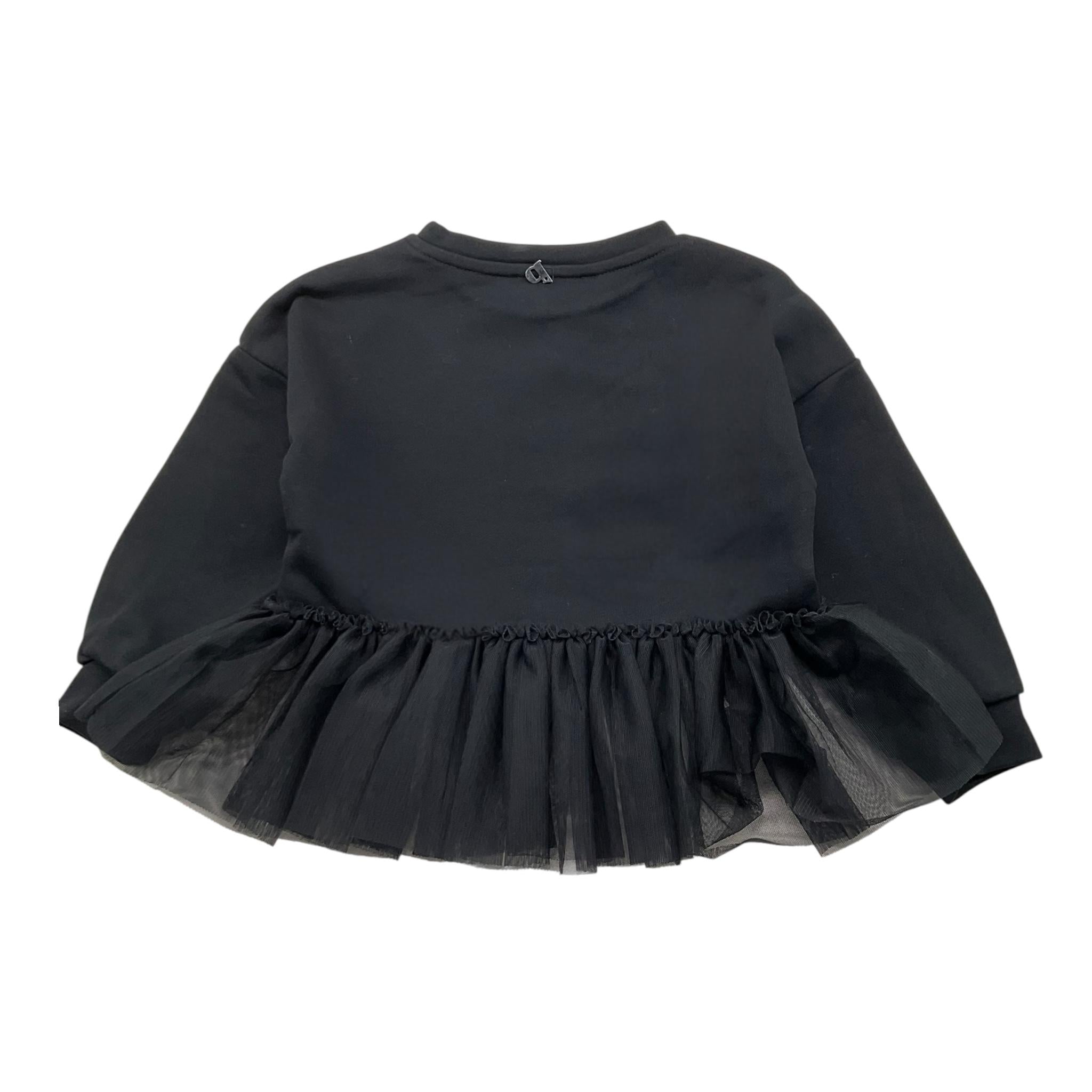 DIXIE felpa tinta unita girocollo con logo e tulle Nero per Bambina LB20040G67 NERO DIXIE 