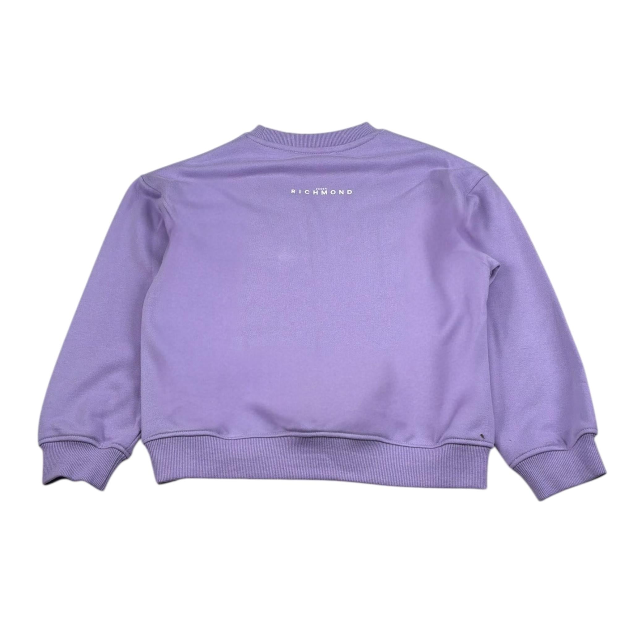 John Richmond Felpa Chiusa Girocollo Tinta Unita con Stampe per Bambina RGP26002FE LILLA JOHN RICHMOND 