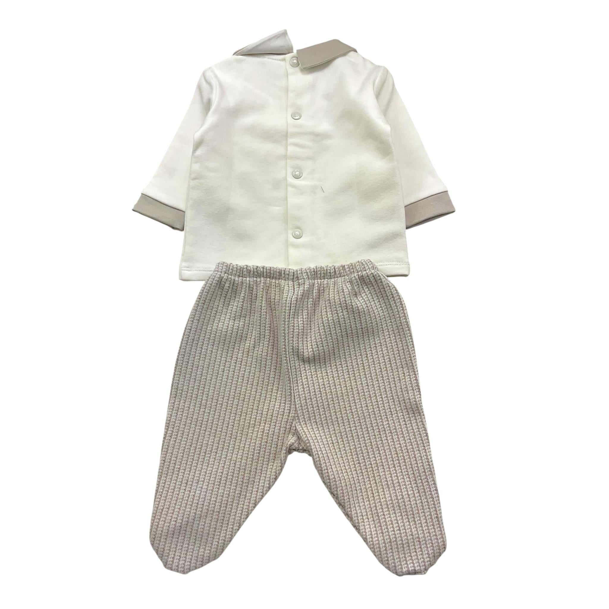 NINNAOH completo 2pz shirt-ghettina tinta unita con stampa Bianco per Neonato I23257C BIANCO NINNAOH 