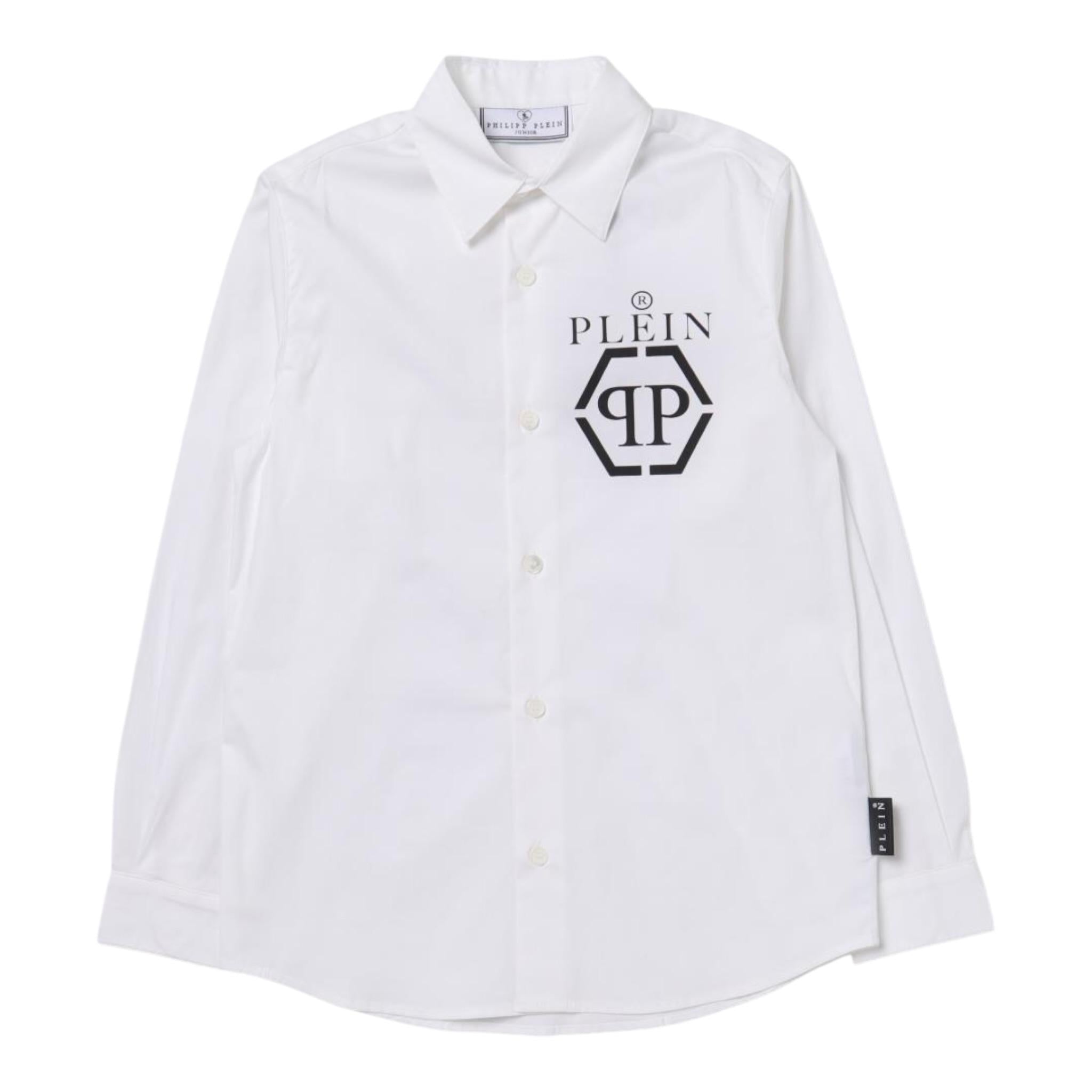 Philipp Plein Camicia Manica Lunga tinta unita con Stampa Bianco per Bambino 2MC001 BIANCO PHILIPP PLEIN 