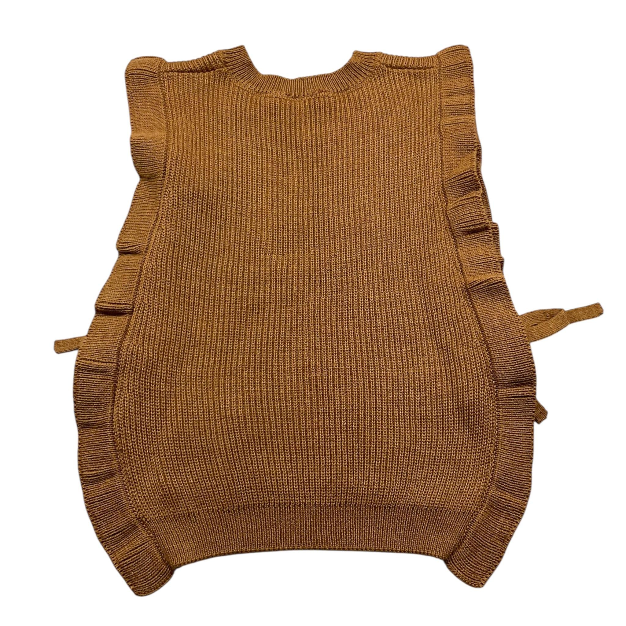 BARCELLINO gilet in filo tinta unita scollo a v  Cammello per Bambina 115425J CAMMELLO BARCELLINO 