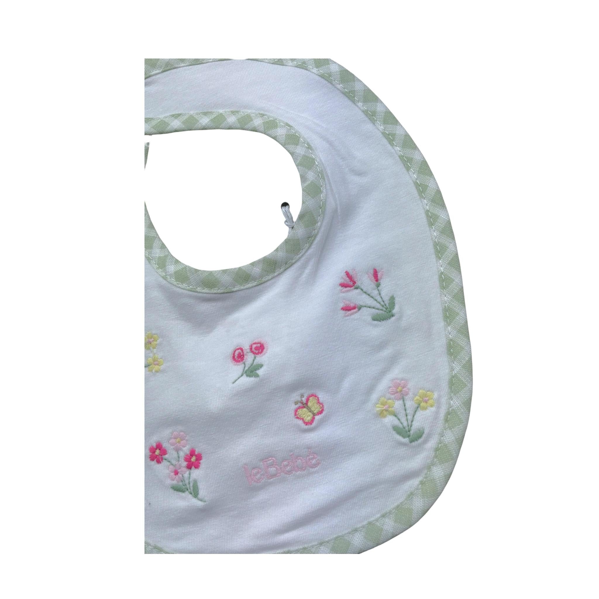 Le Bebe' Bavetta Tinta Unita con Stampa per Neonata LBG6236 BIANCO LE BEBE' 