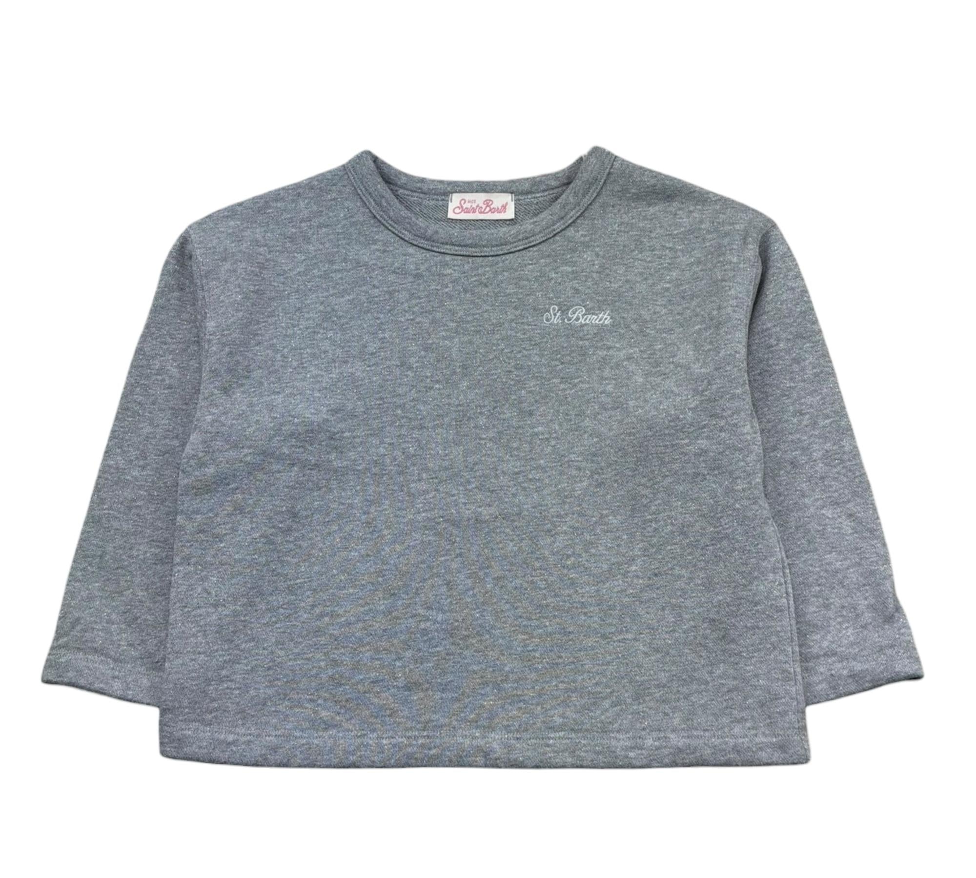 Saint Barth Felpa Chiusa Girocollo Tinta Unita per Bambina ANGELIQUE GRIGIO SAINT BARTH 