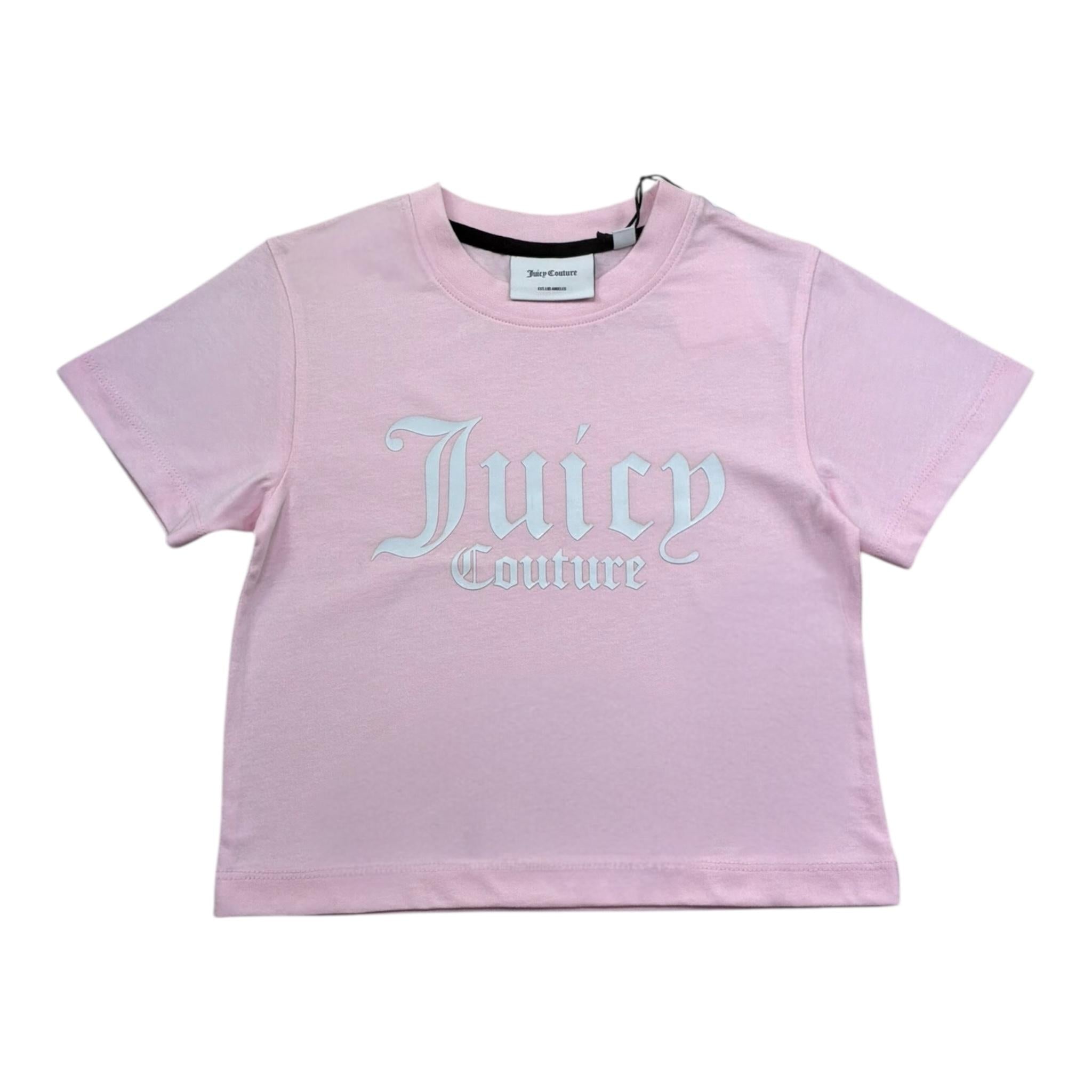 Juicy Couture T-Shirt Girocollo Tinta Unita con Stampa per Bambina JBX6687 ROSA JUICY COUTURE 
