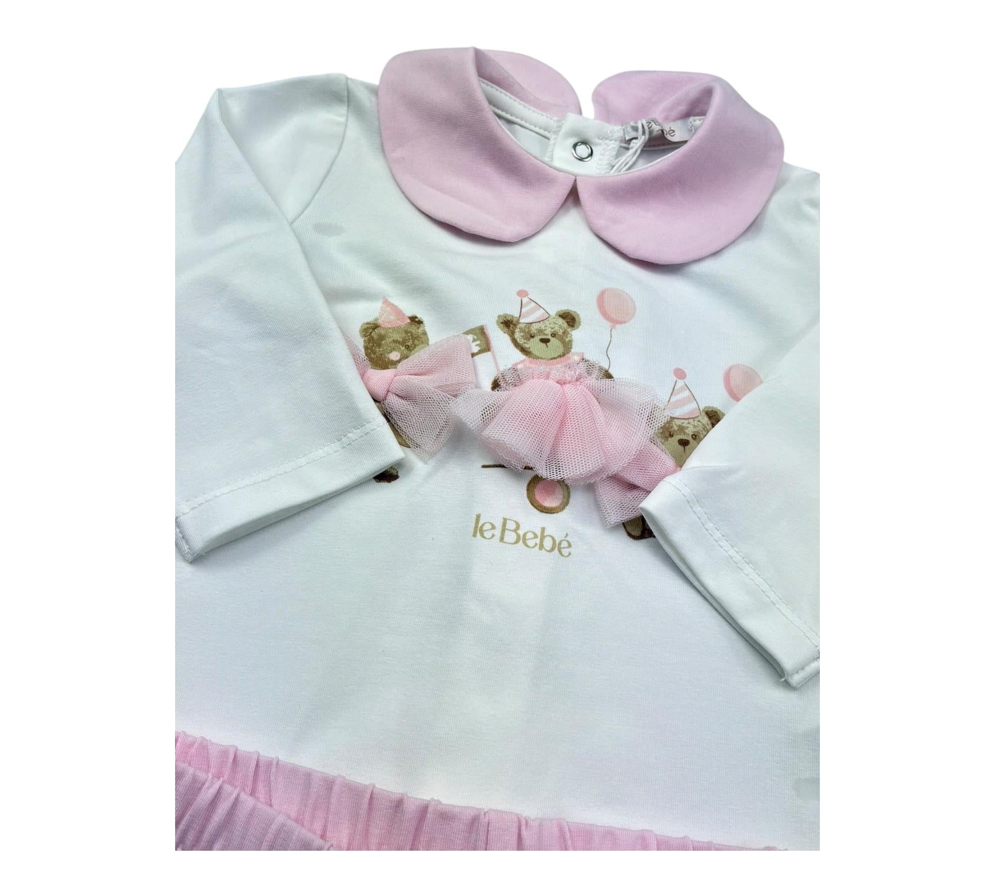 Le Bebe Completo 2 Pezzi Shirt-Ghettina Bicolore per Neonata LBG6260 BIANCO/ROSA LE BEBE 