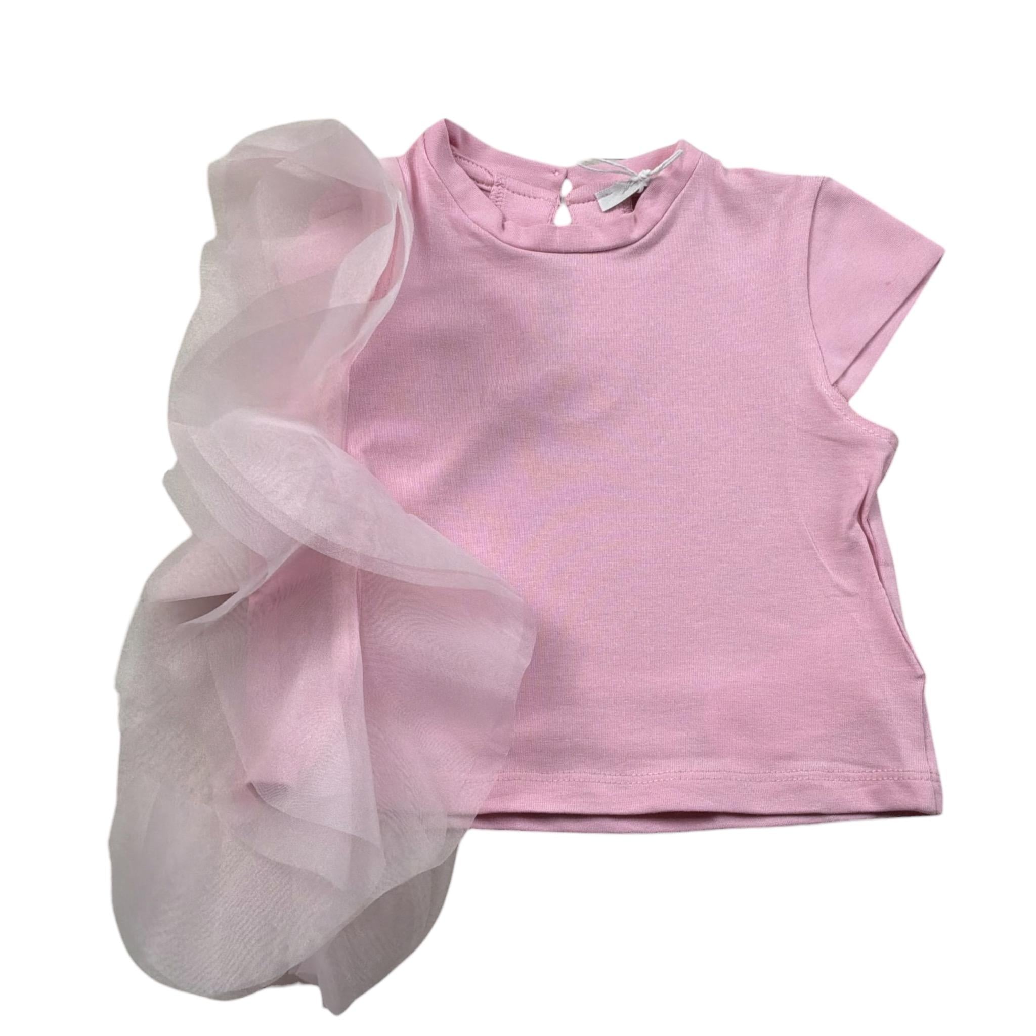 M+E' T-Shirt Girocollo tinta unita con Tulle Rosa per Neonata UE1768XX ROSA M+E' 