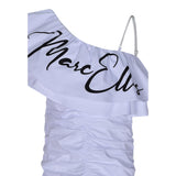 Marc Ellis Abito Monospalla Tinta Unita con Logo per Bambina JMJDR01239XX BIANCO MARC ELLIS 