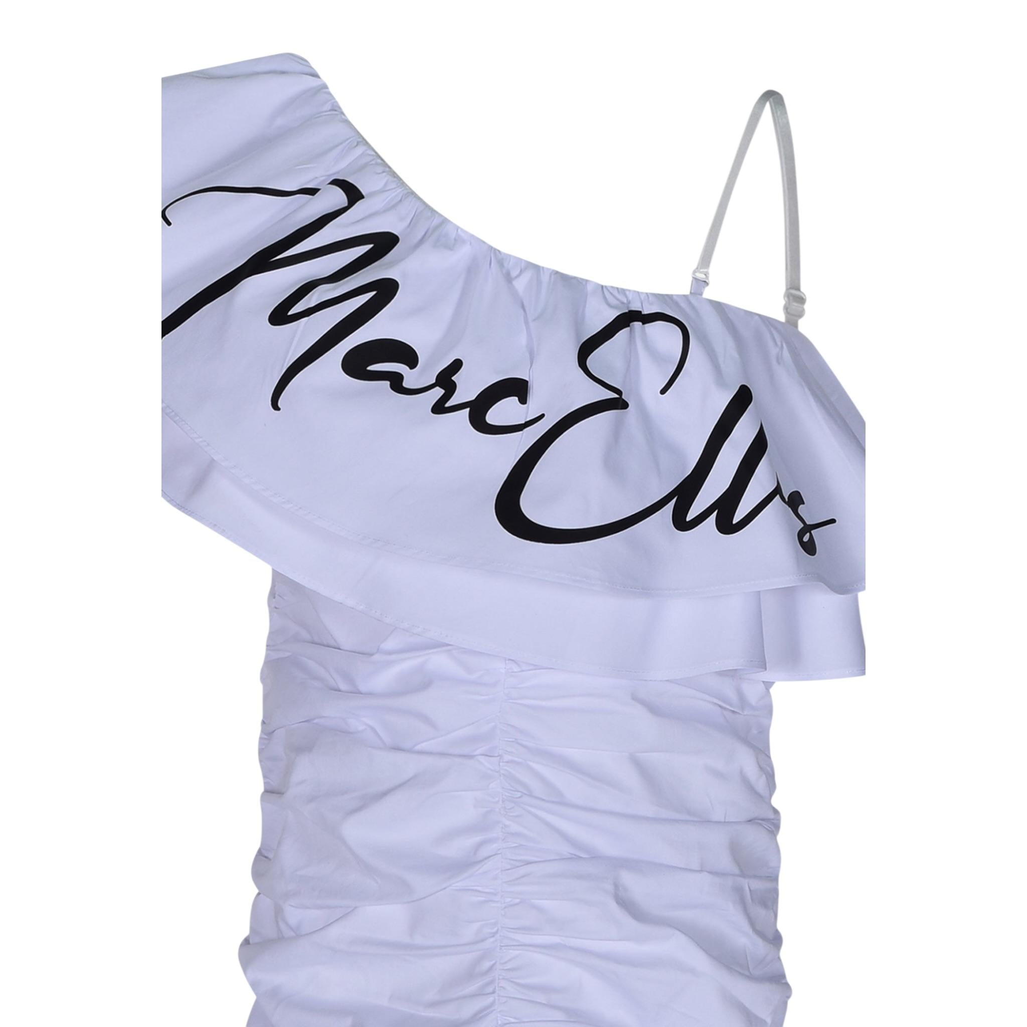 Marc Ellis Abito Monospalla Tinta Unita con Logo per Bambina JMJDR01239XX BIANCO MARC ELLIS 