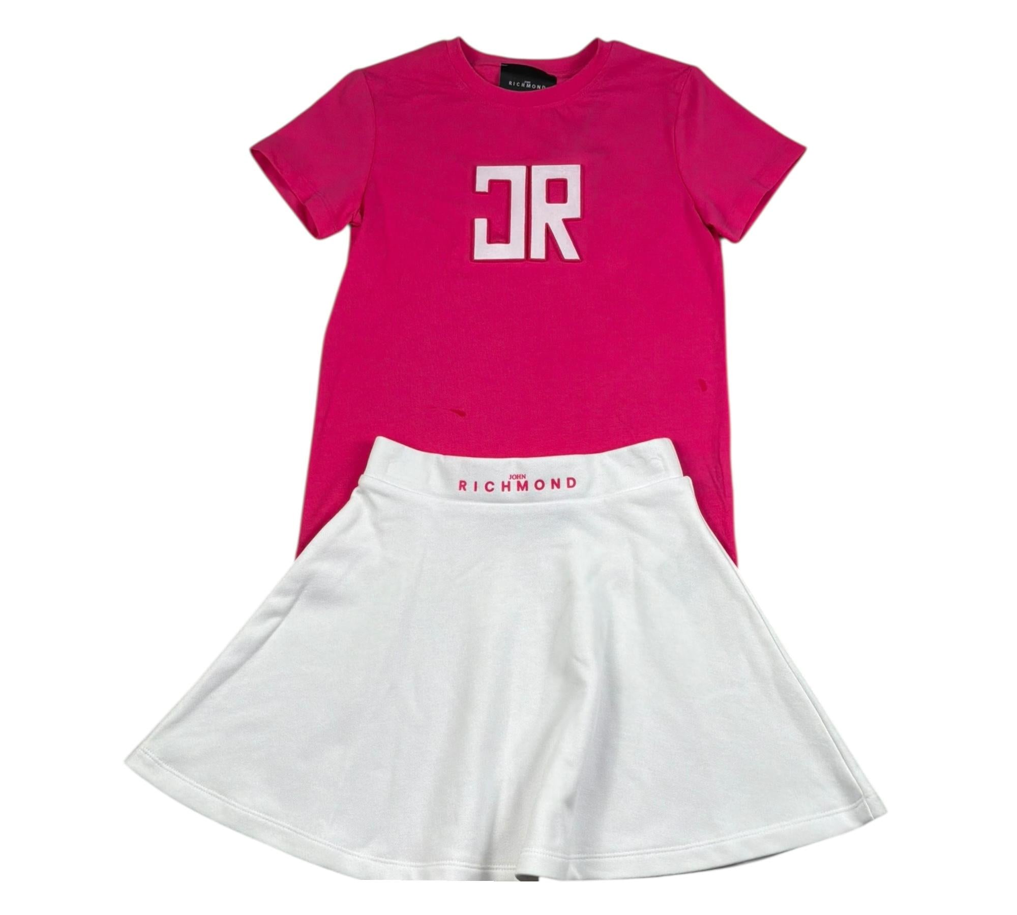 John Richmond Completo 2 Pezzi T-Shirt-Gonna Bicolore per Bambina RGP26005CJ FUXIA/BIANCO JOHN RICHMOND 