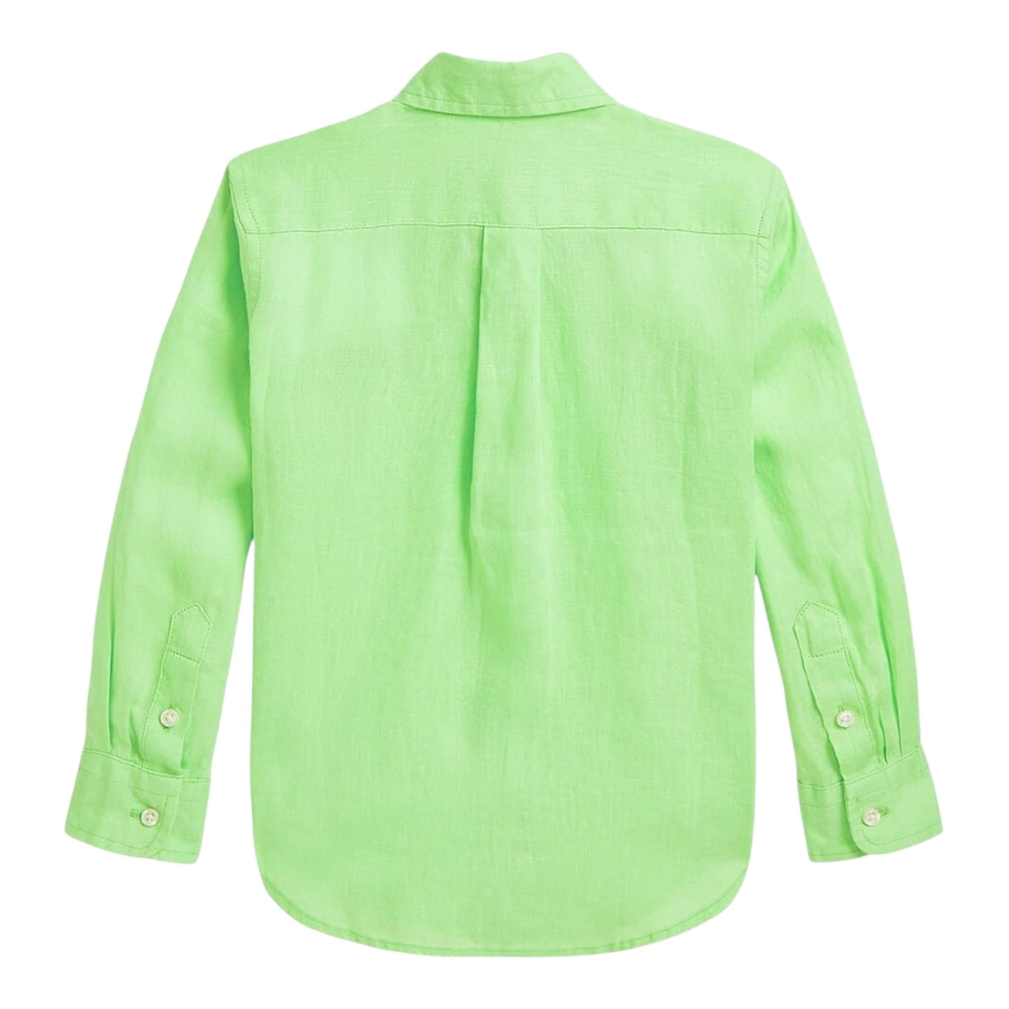 Ralph Lauren Camicia Tinta Unita con Stampa per Bambino 323967600006 VERDE RALPH LAUREN 