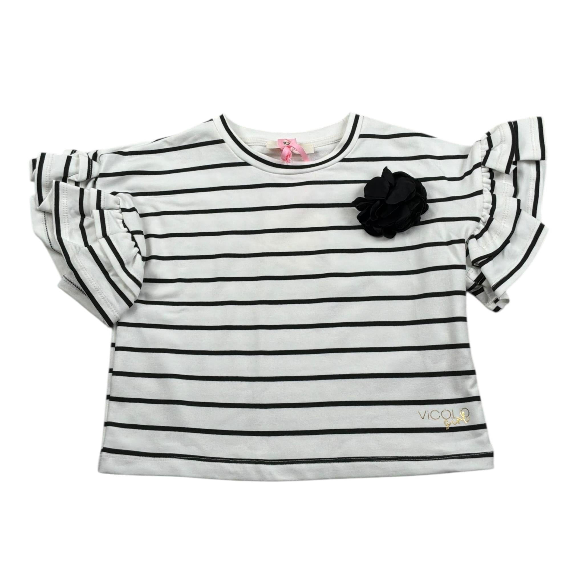 Vicolo T-Shirt Girocollo Fantasia A Righe per Bambina 3146F00364 BIANCO VICOLO 