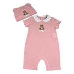 Moschino Set Pagliaccetto Tinta Unita-Cappello per Neonata MUY093 ROSA MOSCHINO 