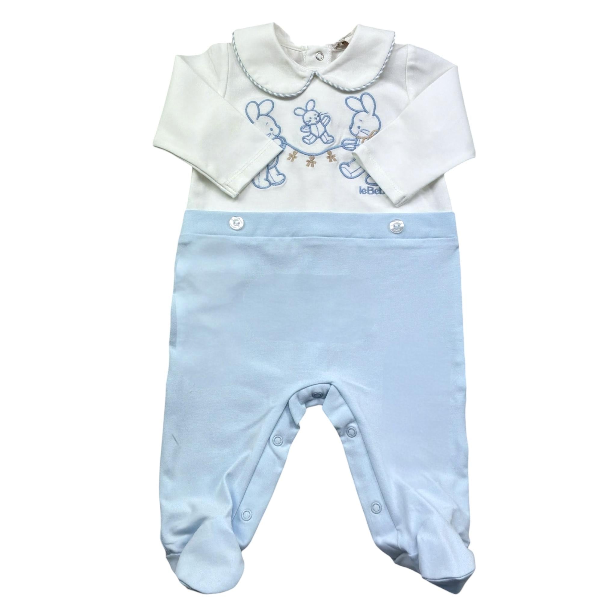 Le Bebe Tutina Manica Lunga Bicolore per Neonato LBB5259 BIANCO/AZZURRO LE BEBE 
