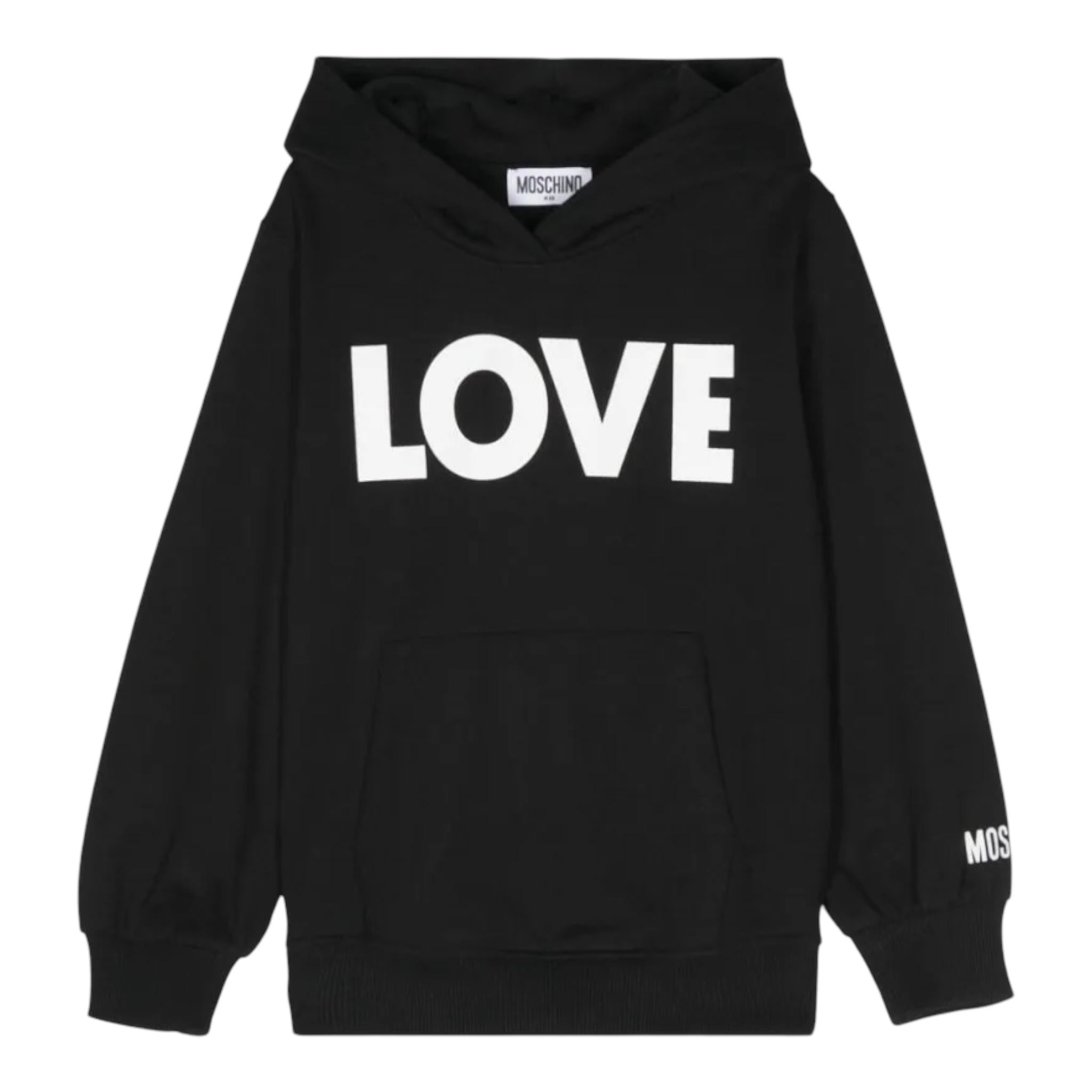 MOSCHINO felpa tinta unita con cappuccio e stampa Nero per Bambina HDF063 NERO MOSCHINO 