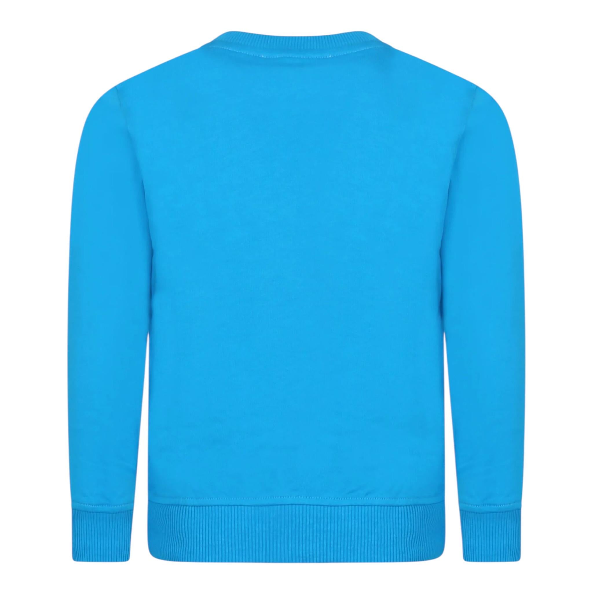 Moschino Felpa Chiusa Girocollo tinta unita con Stampa Orso Azzurro per Bambino HUF08V AZZURRO MOSCHINO 