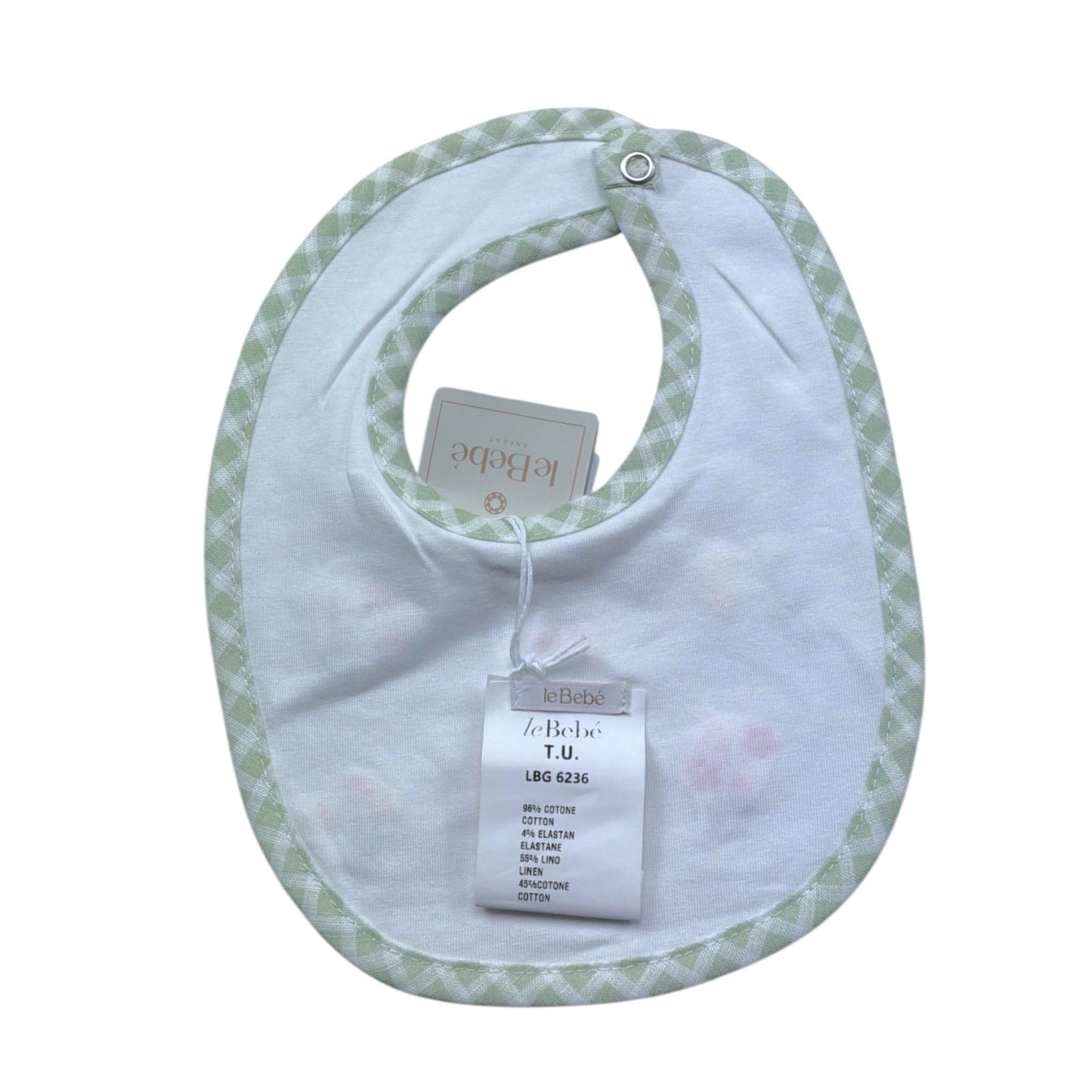 Le Bebe' Bavetta Tinta Unita con Stampa per Neonata LBG6236 BIANCO LE BEBE' 