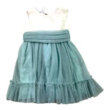 Tete'&Martina Abito Bicolore Giromanica Con Tulle Bianco/Verde Per Bambina
