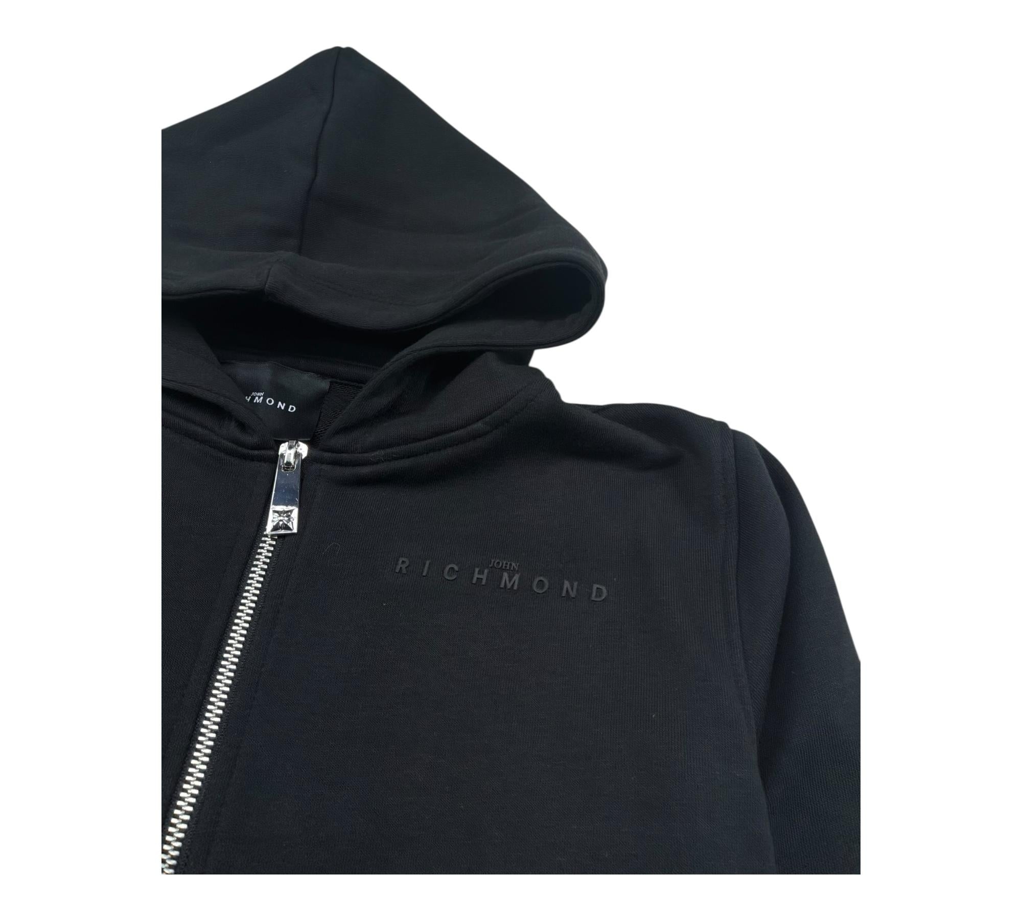 John Richmond Felpa con Zip E Cappuccio Tinta Unita per Bambino RGP26001FE NERO JOHN RICHMOND 
