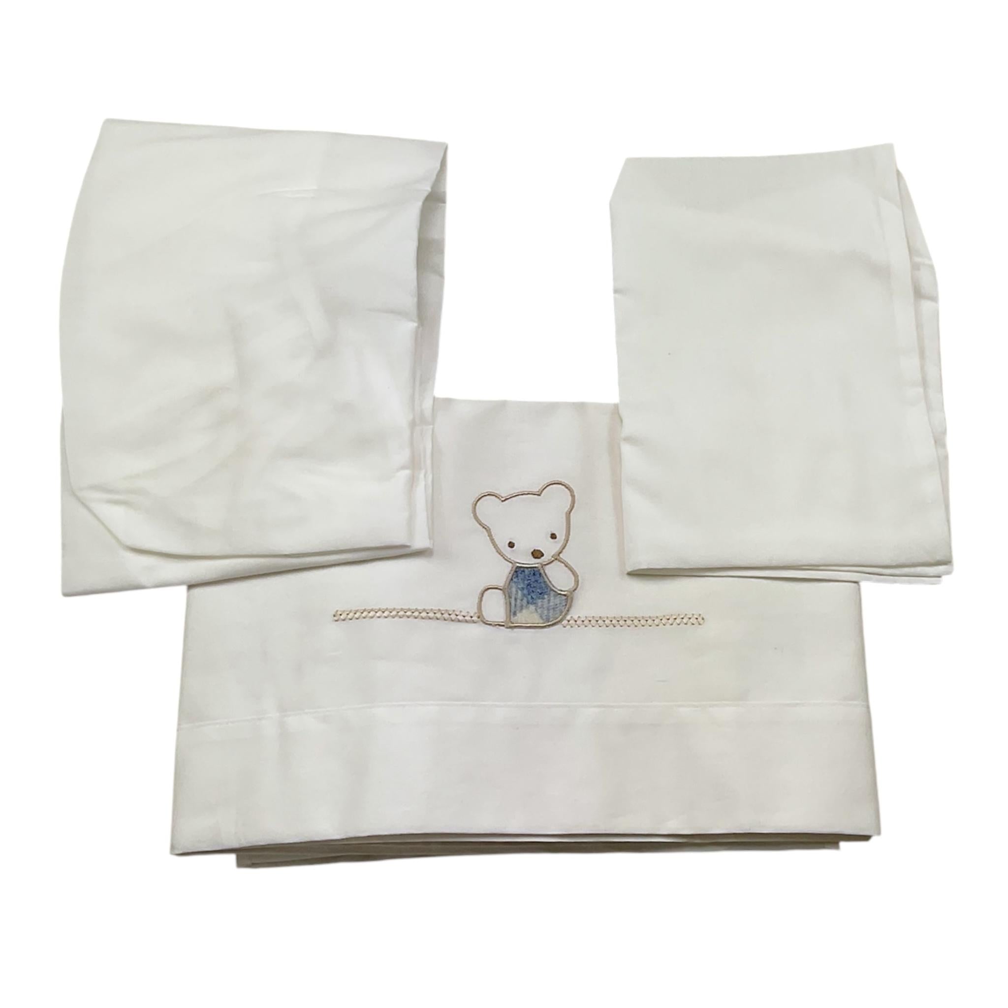 Barcellino Set Lenzuola 3 Pezzi Tinta Unita con Stampa per Neonata BO11733 BIANCO BARCELLINO 
