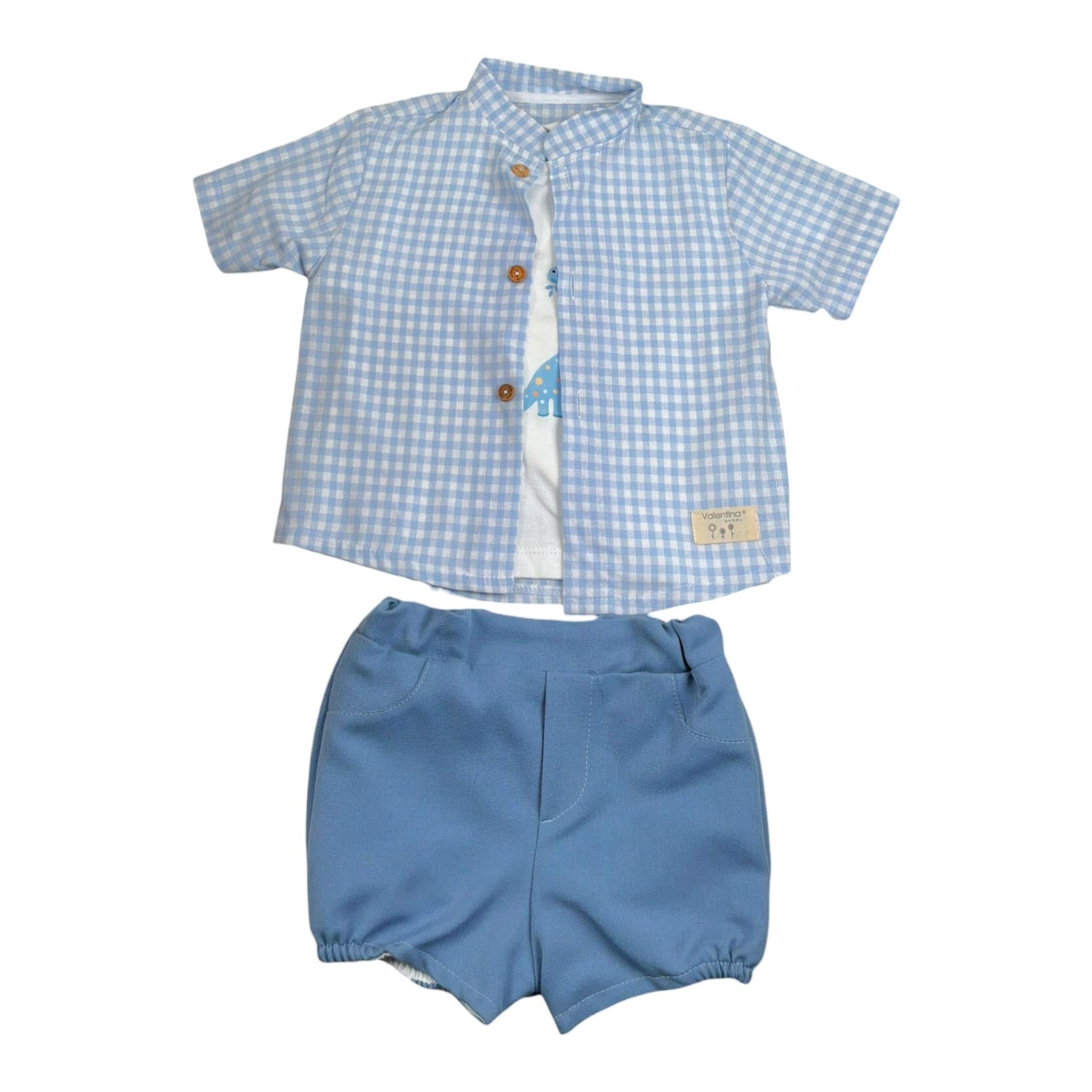 Valentina Bebes Completo 3 Pezzi T-Shirt-Camicia-Bermuda per Neonato LOVE20 AZZURRO VALENTINA BEBES 
