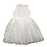 Fun & Fun Abito Cerimonia Tinta Unita Giromanica Con Tulle Bianco Per Bambina