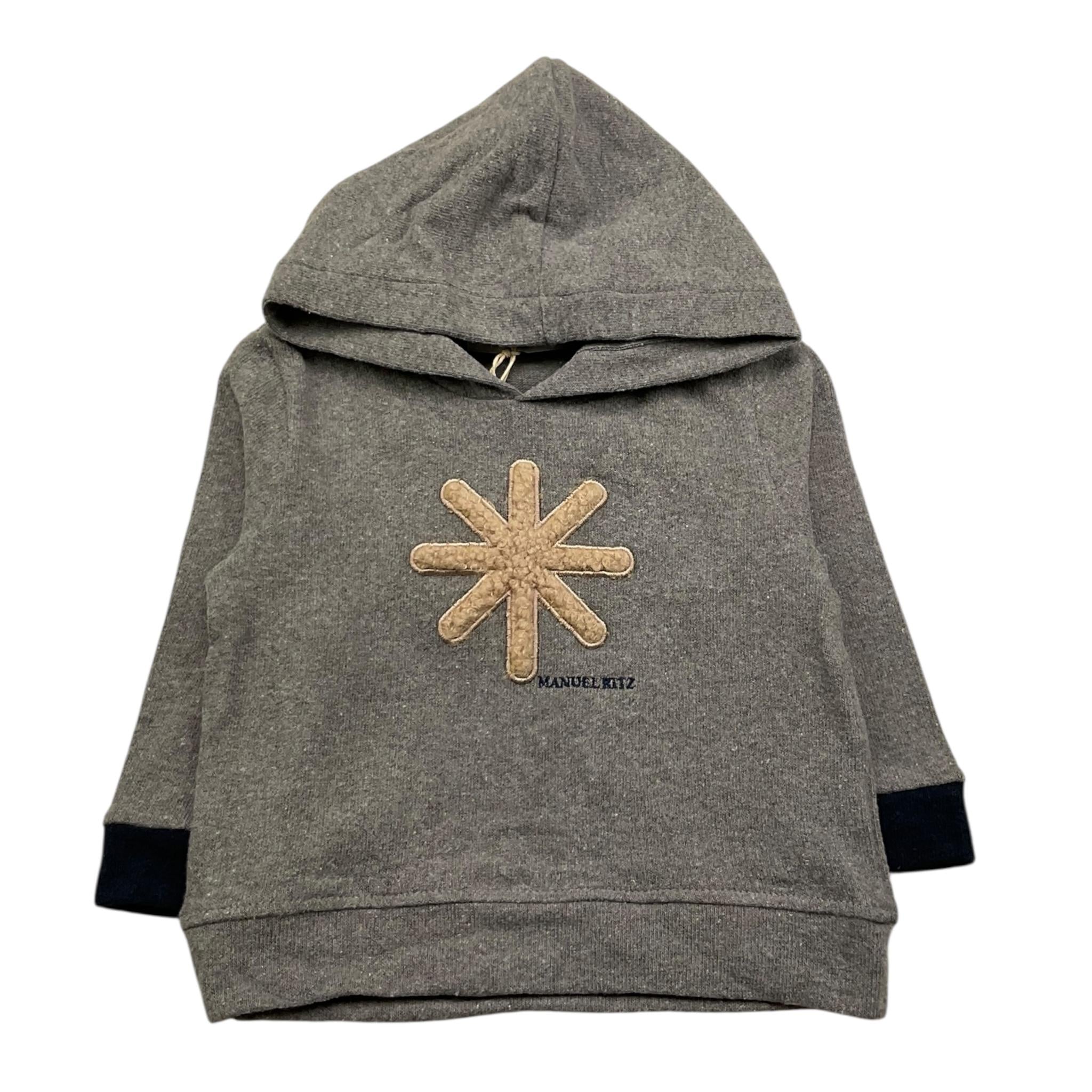 MANUEL RITZ felpa chiusa con cappuccio tinta unita con logo Grigio per Neonato MR2803X GRIGIO MANUEL RITZ 