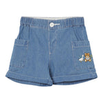 Moschino Short In Denim Tinta Unita con Stampa per Neonata MUQ019X BLU MOSCHINO 