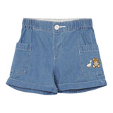Moschino Short In Denim Tinta Unita con Stampa per Neonata MUQ019X BLU MOSCHINO 