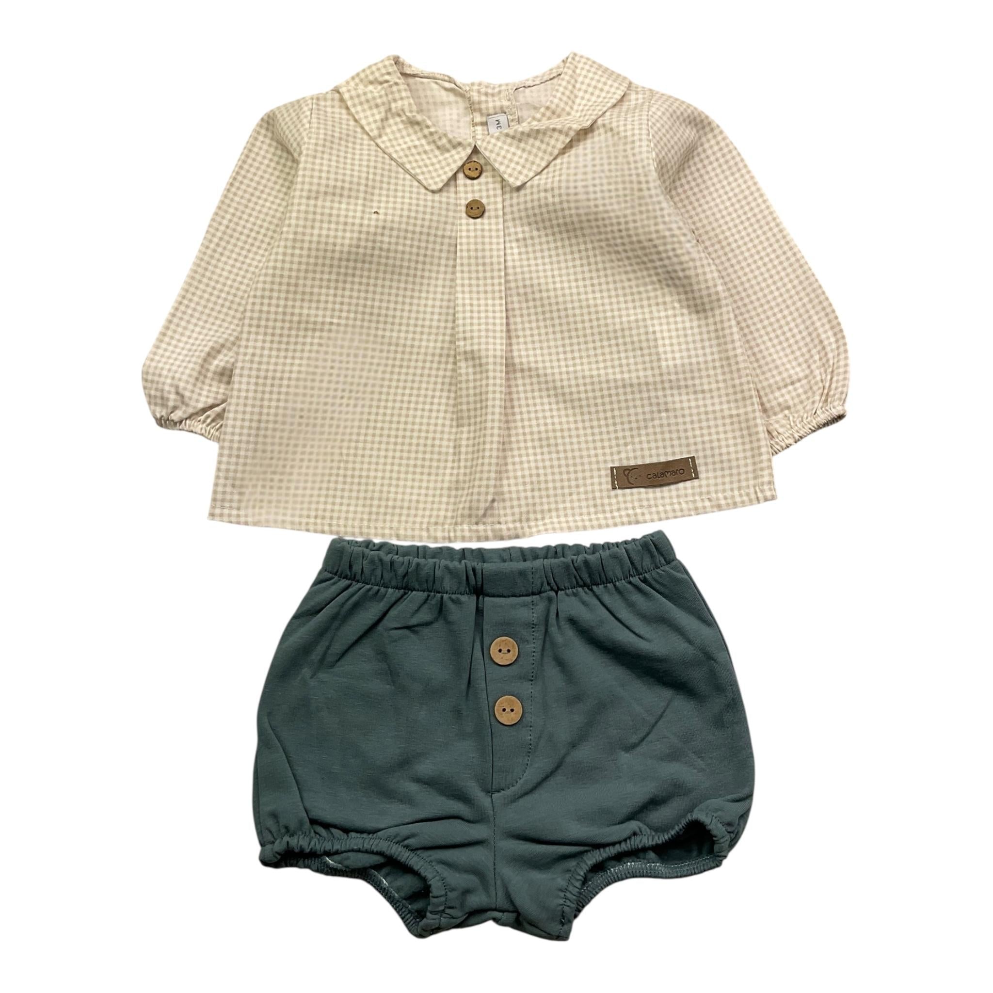 CALAMARO completo 2pz shirt-coulotte bicolore Beige per Neonato 11062 BEIGE CALAMARO 