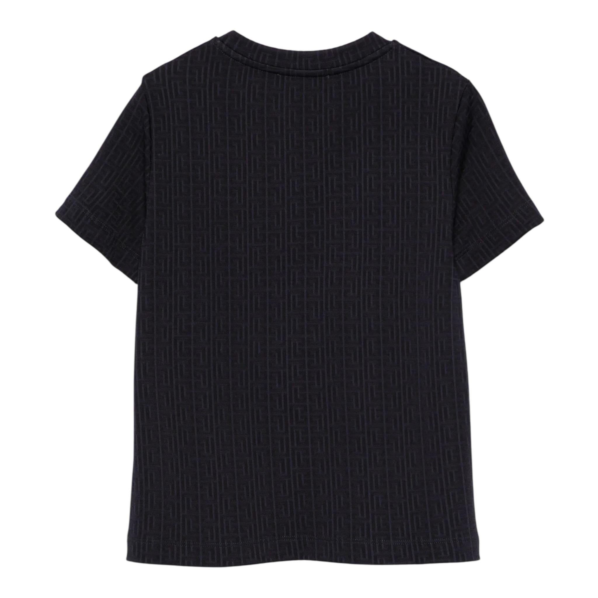 Balmain T-Shirt Girocollo Tinta Unita Logata per Bambino BW8R31X BLU BALMAIN 