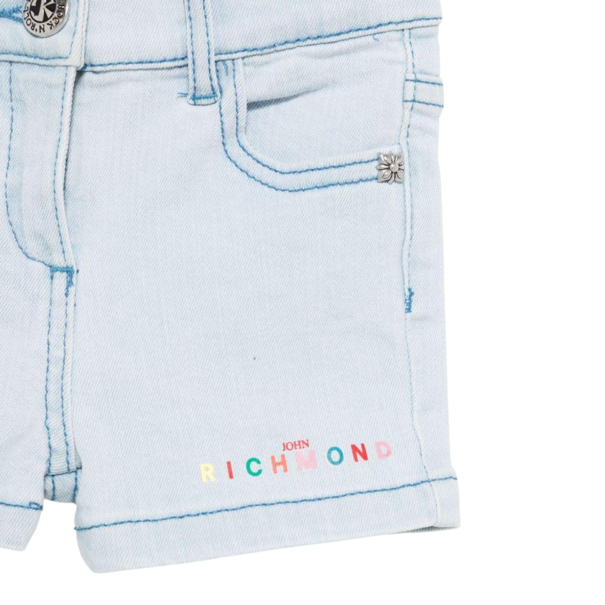 John Richmond Short In Denim tinta unita con Logo Azzurro per Neonata RIP25031SHXXXX AZZURRO JOHN RICHMOND 